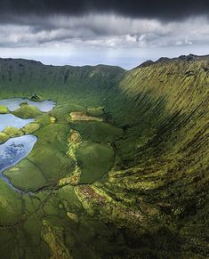 Volcanic caldera on the island of Corvo - Azores, Portugal Azores Portugal, Island Design