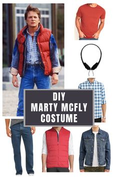 men's clothing with the words diy marty mcfly costume