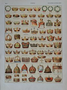 an antique print of crown crowns and tiaras