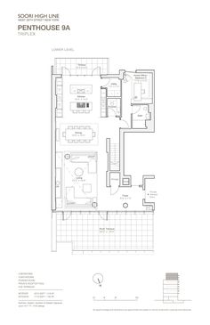 the floor plan for an apartment with two bedroom, one bathroom and three living areas