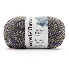 a ball of yarn that is gray and blue