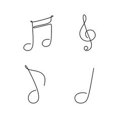 four different musical notes drawn in one line