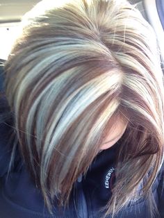 Chunking Highlights, Blonde Hair With Chunky Lowlights, Brown Hair With Grey, Brown Hair With Grey Highlights, Hair With Grey Highlights, Short Hair Highlights And Lowlights, Gray Highlights Brown Hair, Lady Hairstyles, Chunky Blonde Highlights