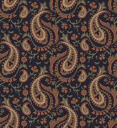 an orange and blue paisley pattern on a black background