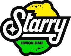 the logo for starr lemon lime is shown in black and yellow, with stars on it