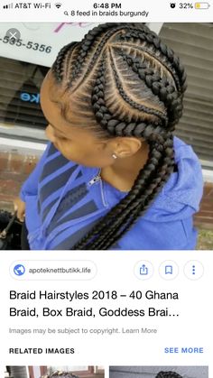 7 Feed In Braids, Goddess Braid Ponytail, Hairstyles Volume, Cornrows Updo, Big Braid, Goddess Braid, Ghana Braids Hairstyles, Hello Hair, Feed In Braids