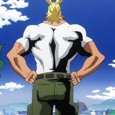 an anime character standing with his hands on his hips