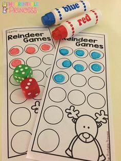 two printable game cards with dices on them