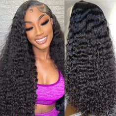 PRICES MAY VARY. Deep Wave Wig Material: 100% Unprocessed 10A Brazilian virgin human hair Deep wave frontal wig 13x6, full and thick, natural look, health and comfort, soft and bouncy, can be dyed, bleached, No Smell,No Shedding and No Tangle,straightened and restyled. HD Lace Front Wigs Size: 13x6 HD lace front wigs human hair,Transparent Swiss Lace, blends perfectly into your skin, soft and breathable, Deep wave wig human hair 180% density deep curly lace front wigs human hair looks more natur Curly Wig Black Women, Deep Wave Lace Front Wigs, Deep Wave Wig, Black Curly Wig, Body Wave Bundles, Full Lace Frontal, Full Lace Front Wigs, Wig Material, Hair Silky