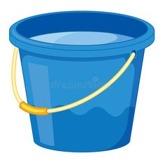 a blue bucket with a yellow handle on white background royalty illustration stock images and clippings