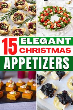 twelve elegant christmas appetizers with text overlay