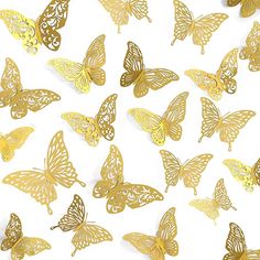 Amazon.com: 3D Butterfly Wall Decor Decorations Butterflies DIY Wall Art Sticker Bedroom Baby Nursery Decals Removable Decorative Paper Murals for Mirror Kids Room Bedroom Wedding 36PCS (Rose Gold) : Tools & Home Improvement Tutorial Buket, Cake Decorating Basics, Butterfly Party Ideas, Cricut Decor, Butterfly Cupcake Toppers, 3d Butterfly Wall Decor, Butterfly Party Decorations, Butterfly Bouquet, Forest Birthday Party