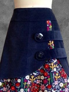 Dark Blue Printed Floral A-line Vintage Casual Skirt Project Themes, Patchwork Skirts, Fabric Christmas Ornaments Diy, Christmas Ornaments Diy, Skirt Maxi, Sewing Skirts, Fabric Christmas Ornaments, Diy Sewing Clothes, A Skirt