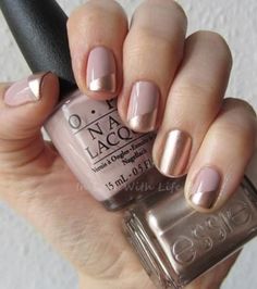 Neutral Wedding Nails, Beige Nails Design, Metallic Nail Polish, Elegant Nail, Beige Nails, Nail Art Wedding, Metallic Nails, Nail Styles, Bohol