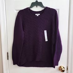 Nwt - Never Worn. Color Is Dark Purple With A Shell Design On The Front Side. Crew Neck. Super Soft Material Blend (See Pics) Great For Work, Dresses, Or Running Errands In Jeans! Smoke-Free Home. Dark Purple Sweater, Brown Cable Knit Sweater, Birthday 25, Dark Green Sweater, Clothes Stickers, Pink Cable Knit Sweater, Red Knit Sweater, Cable Knit Turtleneck Sweater, Shell Design