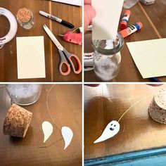 the process of making halloween decorations with paper, scissors and glue