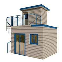 Discover the Ocean View with Spiral Staircase from Well Done 1 Home Kits Small Spaces line, a DIY 96-square-foot space plus roof deck small space for your backyard! This stunning Small Space can be used as a Beach Pad, Kids Club, Home Office, Creative Space, She-Shed, Workshop and so much more! Please confirm with your building code authorities and city planning department for your local building code specifications. Please check out our other Well Done 1 Home Kits small spaces offered! Please u Prefab Deck Kit, Tiny Home Furniture, Office Creative Space, Home Office Creative, Tiny Homes For Sale, Cheap Tiny House, Space Saving Staircase, Office Creative, Roof Storage