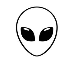 an alien head is shown in black and white