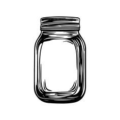 a mason jar is shown in black and white