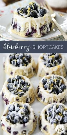 blueberry shortcakes with icing on a plate