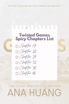 an advertisement for the twisted games spicy chopper's list, which is written in gold and