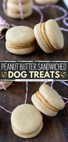 Peanut Butter Sandwiched Dog Treats Dog Cookie Recipes, Homemade Pet Treats, Dog Cake Recipes, Butter Sandwich, Easy Dog Treats