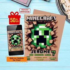 an image of a flyer for a minecraft party with the text'welcome to minecraft'on it