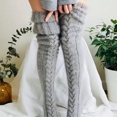 Questions? Leave A Comment Below! Winter Stockings, Woolen Socks, Over Knee Socks, Knit Stockings, Knitted Socks, Over The Knee Socks, Mini Robes, Thigh High Socks, Warm Socks