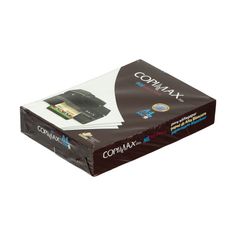 a black and white box with a printer on it's lid that says commax