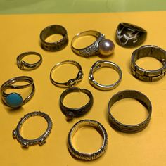 Different Sizes. Mostly Silver Thrifting Jewelry, Rings Boho, Boho Rings, Womens Jewelry Rings, Vintage Silver, Vintage Ladies, Vintage Jewelry, Women Jewelry, Silver