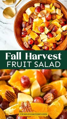 fall harvest fruit salad with pecans and apples