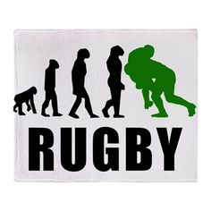 a sticker with the words rugby and silhouettes of people in different positions on it