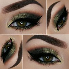 Pretty Makeup Products Dark Green Eyes, Make Up Designs, Make Up Studio, Hooded Eye Makeup, Green Makeup, Eye Makeup Steps, Makijaż Smokey Eye, Eye Makeup Designs