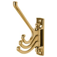 a gold metal hook on a white background