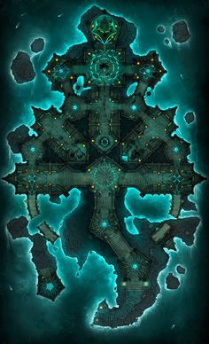 Underwater Temple Map Dnd, Fey Battle Map Dnd, Underground Temple Battlemap, Lab Map Dnd, Abyss Battlemap, Underwater Temple Map, Scifi Dnd Map, Dnd Steampunk City Map, Dnd Ocean Map