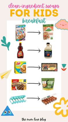 Clean ingredient swaps for kids for non-toxic living. Organic Kids Snacks, Dye Free Foods, Sausage And Eggs, Kids Lunch Box Meals, Clean Eating Kids, Organic Breakfast, Healthy Food Swaps, Healthy Candy, Organic Recipes Healthy