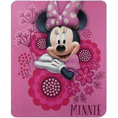 minnie mouse with pink flowers and polka dots