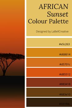 rich brown and orange colour palette African Palette Color, African Inspired Color Palette, African Sunset Colour Palette, African Colour Palette Color Inspiration, Ombre Color Palette Colour Schemes, Sunset Colour Scheme, Afrocentric Color Palette, Safari Colour Palette