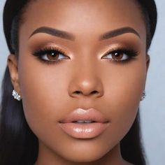 Natural Eye Makeup For Brown Skin, Matte Look Makeup, Black Beauty Makeup, Natural Makeup Look For Bridesmaid, Combo Skin Makeup, Nude Make Up Black Woman, Light Natural Makeup Looks, Minimum Makeup Look, Makeup For Black Skin Natural