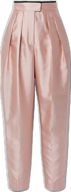 Luxury Satin Straight Pants, Luxury Satin Trousers, Luxury Satin Pants For Work, Luxury Satin Pants For Workwear, Silk Tapered Leg Bottoms For Evening, Luxury Silk Trousers, Luxury High-waisted Silk Pants, Elegant Silk Pants With Tapered Leg, Luxury Satin Formal Pants