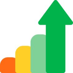 an arrow pointing up to the top of a bar chart