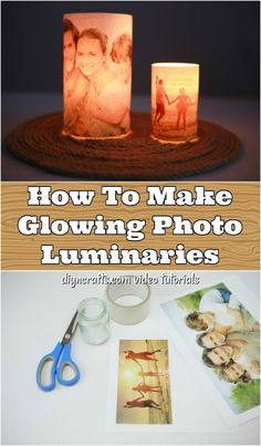 how to make glowing photo luminaries with candles and pictures on the counter top