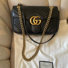 Gucci Handbags Medium Size In Black In Perfect Condition Got It From Neiman Marcus Gucci Bag Aesthetic, Gucci Black Bag, Gucci Bag Black, Gucci Bags Outlet, Gucci Bags Handbags, Iconic Handbags, Gucci Handbags Outlet, Gucci Outfit, Gucci Messenger Bags