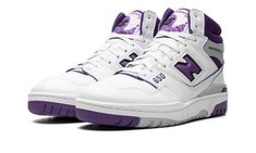 650 BB650RCF Purple New Balance, New Balance 650, Purple Sneaker, New Balance White, Retro Basketball Shoes, Purple Sneakers, Sea New York, Mesh Sneakers, Stadium Goods