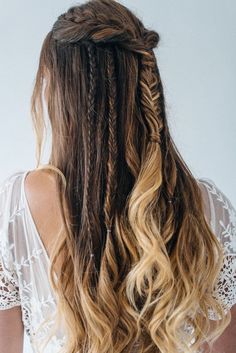 The 100 Hair, The 100 Hairstyles, Rock Style Hair, Hippie Style Hair, Elven Hair, Olivia Bossert, Half Up Half Down Braided, Bohemian Hair, Curly Wedding Hair