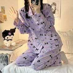 Aesthetic Pajamas, Korean Pajamas, Purple Pajamas, Pajamas Aesthetic, Outfits Gothic, Gothic Punk Fashion, Kawaii Pajamas, Academia Clothing, Clothing Anime