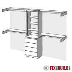 DIY Closet Organizer Plans - Fix This Build That LLC 2x6 Closet Ideas, Do It Yourself Closet Organizer, Cool Walk In Closets, Diy Closet Plans, Diy Modular Closet, Rectangle Closet Organization, Closet Shelving Ideas Bedroom, 4x6 Closet Layout, Small Master Closet Layout