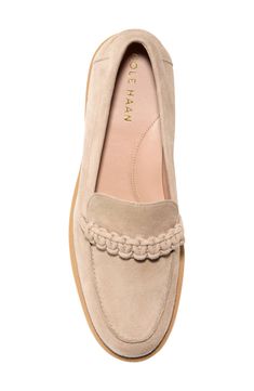 An intricate macramé detail provides a striking focal point for this prepster-inspired loafer elevated on a chunky yet lightweight EVA lug sole. Cushioned footbed with arch support Leather upper and lining/synthetic sole Imported Loafers Women Outfit, Cole Haan Loafers, Lug Sole, Cole Haan, Loafers For Women, Classic Style, Leather Upper, Fashion Shoes, Loafers