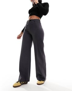 Bershka tailored pants in slate gray | ASOS Gray High Waist Office Pants, Gray High-waist Office Pants, Gray High Waist Pants For Office, Chic Stretch Gray Wide Leg Pants, Chic Gray Stretch Wide Leg Pants, Chic High-waist Gray Pants, Chic Gray Wide-leg Pants, Gray Stretch Straight Leg Pants, Chic Gray Wide Leg Pants