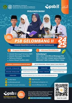 an advertisement for the psb gelomanbang ii program, featuring two women in headscarves